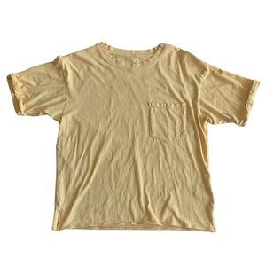 Oversized Yellow American Eagle Pocket Tee T-Shirt - Women's Medium